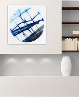 Empire Art Direct Blue Stripes 2 Frameless Free Floating Tempered Glass Panel Graphic Abstract Wall Art, 38" x 38" x 0.2"
