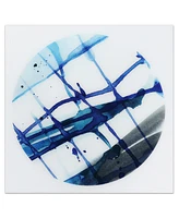 Empire Art Direct Blue Stripes 2 Frameless Free Floating Tempered Glass Panel Graphic Abstract Wall Art, 38" x 38" x 0.2"