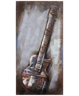 Empire Art Direct Electric Guitar Mixed Media Iron Hand Painted Dimensional Wall Art, 48" x 24" x 2.8"