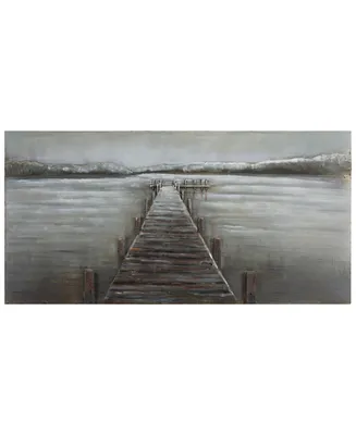 Empire Art Direct Pier' Mixed Media Iron Hand Painted Dimensional Wall Art, 24" x 48" x 2"