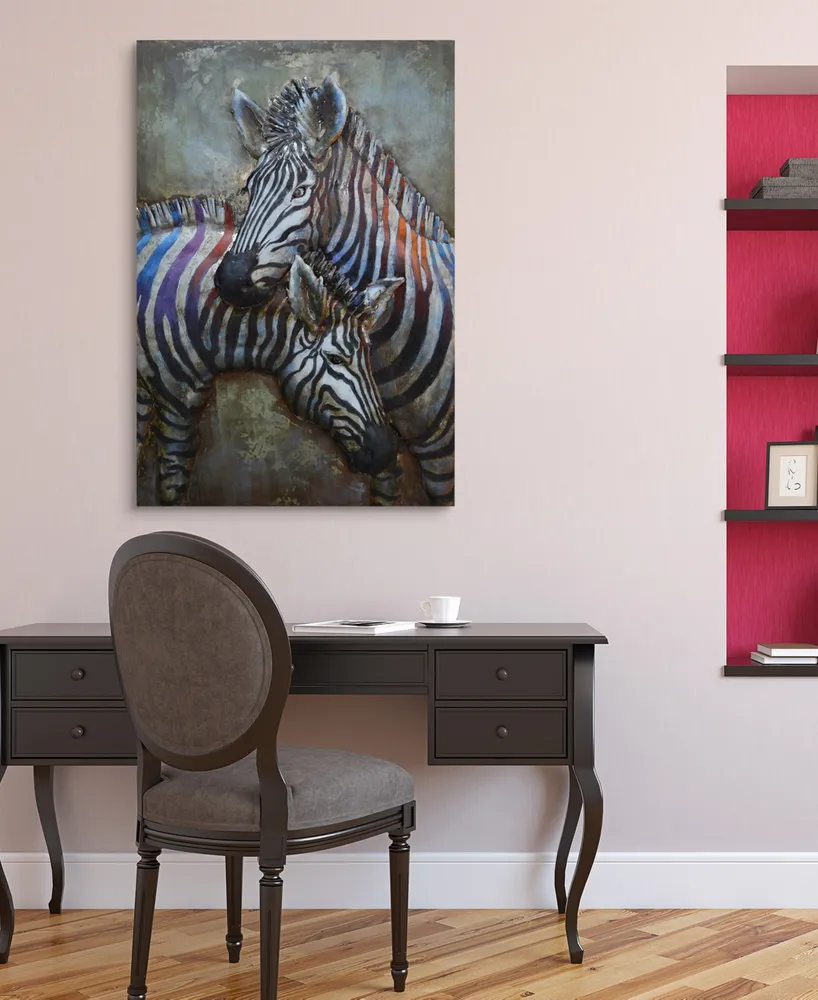 Empire Art Direct Zebras Mixed Media Iron Hand Painted Dimensional Wall Art, 48" x 32" x 2.5"