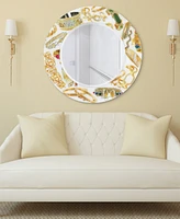 Empire Art Direct Gold Charm Round Beveled Wall Mirror on Free Floating Reverse Printed Tempered Art Glass, 36" x 36" x 0.4"