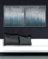 Empire Art Direct Blue Rain Textured Metallic Hand Painted Wall Art Set by Martin Edwards, 36" x 36" x 1.5"