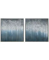 Empire Art Direct Blue Rain Textured Metallic Hand Painted Wall Art Set by Martin Edwards, 36" x 36" x 1.5"