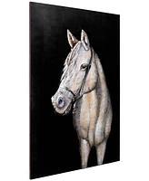 Empire Art Direct White horse Mixed Media Iron Hand Painted Dimensional Wall Art, 48" x 32" x 2.2"