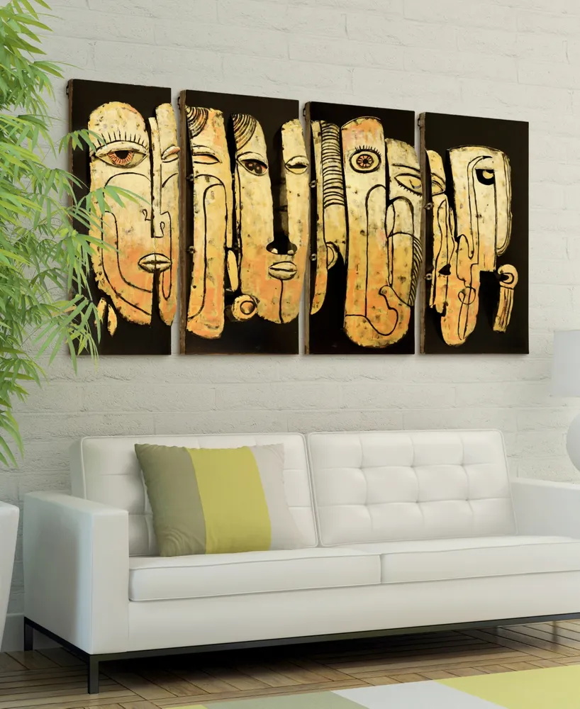 Empire Art Direct Totem poles Mixed Media Iron Hand Painted Dimensional Wall Art, 32" x 16" x 1.6"