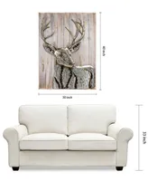 Empire Art Direct Deer 1Handed Painted Iron Wall sculpture on Wooden Wall Art, 40" x 30" x 3"