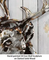 Empire Art Direct Deer 2Handed Painted Iron Wall sculpture on Wooden Wall Art, 40" x 30" x 2.8"