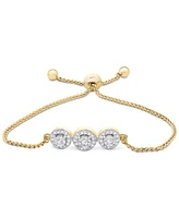 Wrapped Diamond Cluster Bolo Bracelet (1/6 ct. t.w.) in 14k Gold-Plated Sterling Silver, Created for Macy's