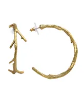 T.r.u. by 1928 Matte 14 K Gold Dipped Large Tree Branch Hoop Earring