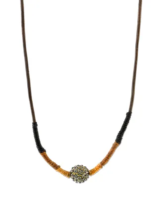 T.r.u. by 1928 14 K Gold Dipped Black Diamond Color Fireball Linen Wrapped Necklace