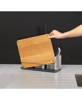 Joseph Joseph CounterStore Stainless Steel Organizer with Oak Chopping Board