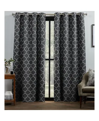 Exclusive Home Curtains Bensen Trellis Blackout Grommet Top Curtain Panel Pair, 52" x 96", Set of 2