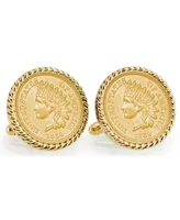 American Coin Treasures Gold-Layered 1859 First-Year-Of-Issue Indian Head Penny Rope Bezel Coin Cuff Links