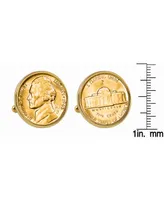 American Coin Treasures Gold-Layered Silver Jefferson Nickel Wartime Nickel Bezel Coin Cuff Links