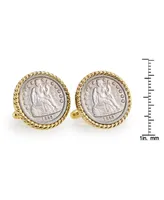 American Coin Treasures Seated Liberty Silver Dime Rope Bezel Coin Cuff Links