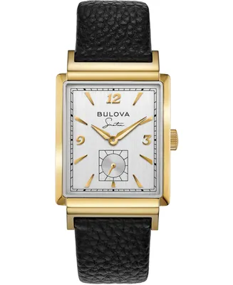 Bulova Men's Frank Sinatra My Way Black Leather Strap Watch 29.5 x 47mm