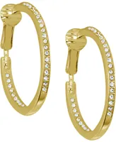 And Now This Cubic Zirconia Medium In & Out Clip-On Hoop Earrings in Gold-Plate, 1.18"