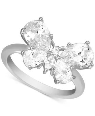 Essentials Cubic Zirconia Butterfly Statement Ring in Silver