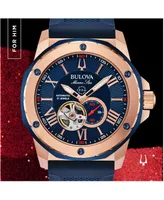 Bulova Men's Automatic Marine Star Blue Silicone Strap Watch 45mm