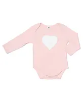 Earth Baby Outfitters Baby Girls Embroidery Heart Long Sleeve Bodysuit