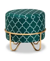 Furniture Candice Glam Quatrefoil Upholstered Ottoman