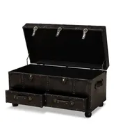 Furniture Callum Modern Transitional Upholstered 2 Drawer Storage Trunk Ottoman