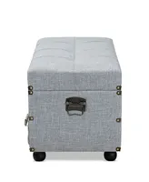 Furniture Flynn Modern Transitional Upholstered 2 Drawer Storage Trunk Ottoman