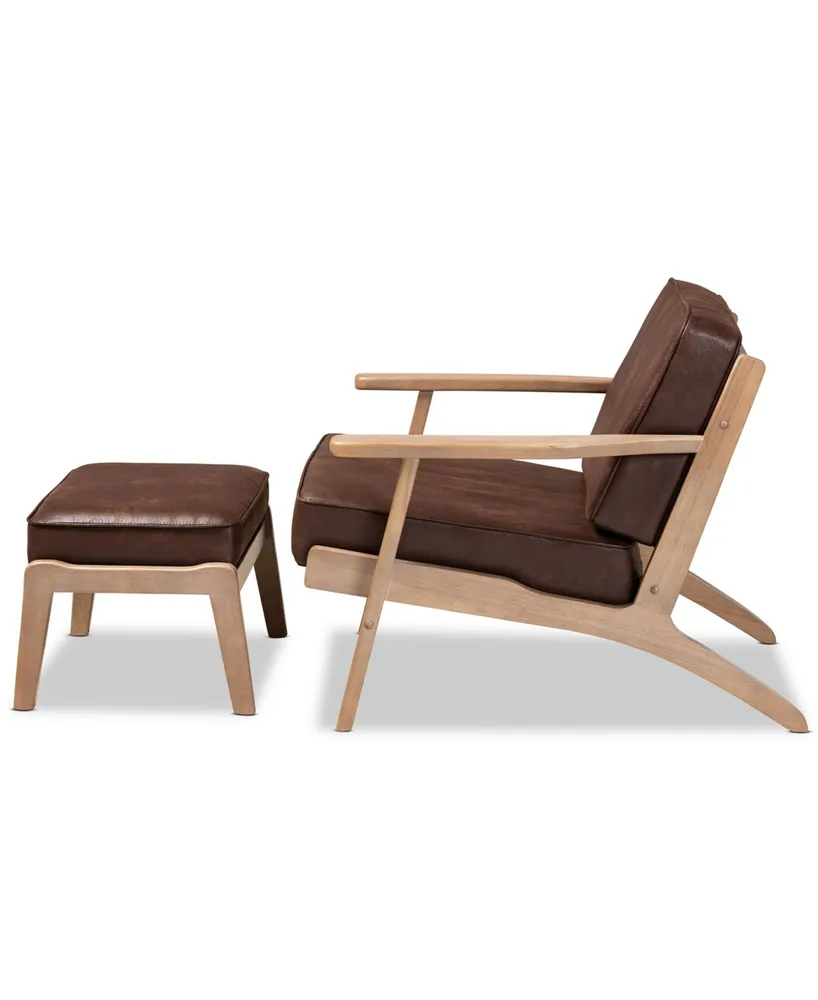 Furniture Sigrid Mid-Century Modern Armchair and Ottoman Set