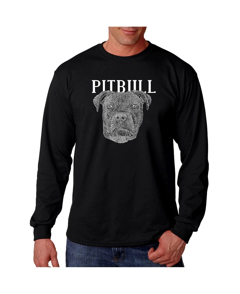 La Pop Art Men's Word - Pitbull Face Long Sleeve T-Shirt