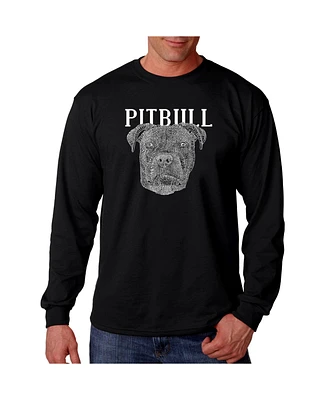 La Pop Art Men's Word - Pitbull Face Long Sleeve T-Shirt