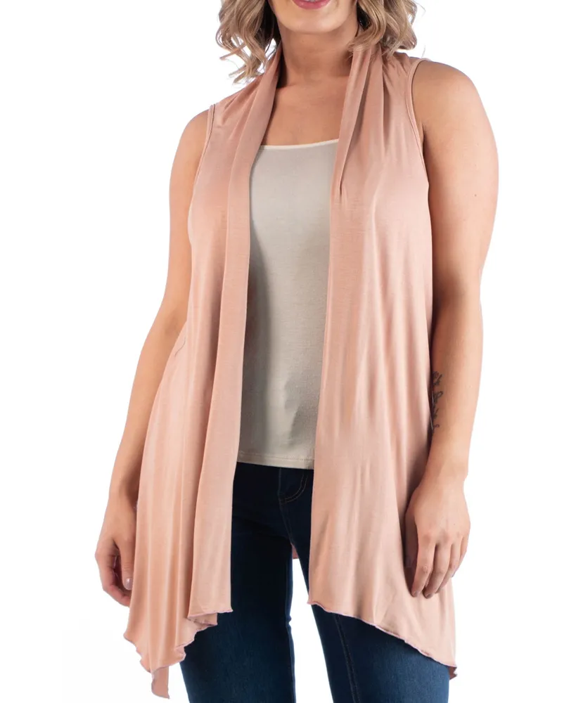 24seven Comfort Apparel Plus Elbow Length Open Front Cardigan