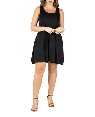 24seven Comfort Apparel Plus Fit and Flare Knee Length Tank Dress