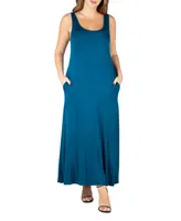 24seven Comfort Apparel Plus Size Sleeveless Maxi Dress with Pockets