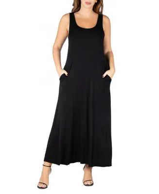 24seven Comfort Apparel Plus Sleeveless Maxi Dress with Pockets