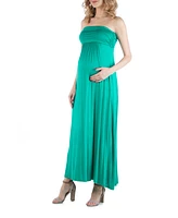 24seven Comfort Apparel Sleeveless Empire Waist Maternity Maxi Dress