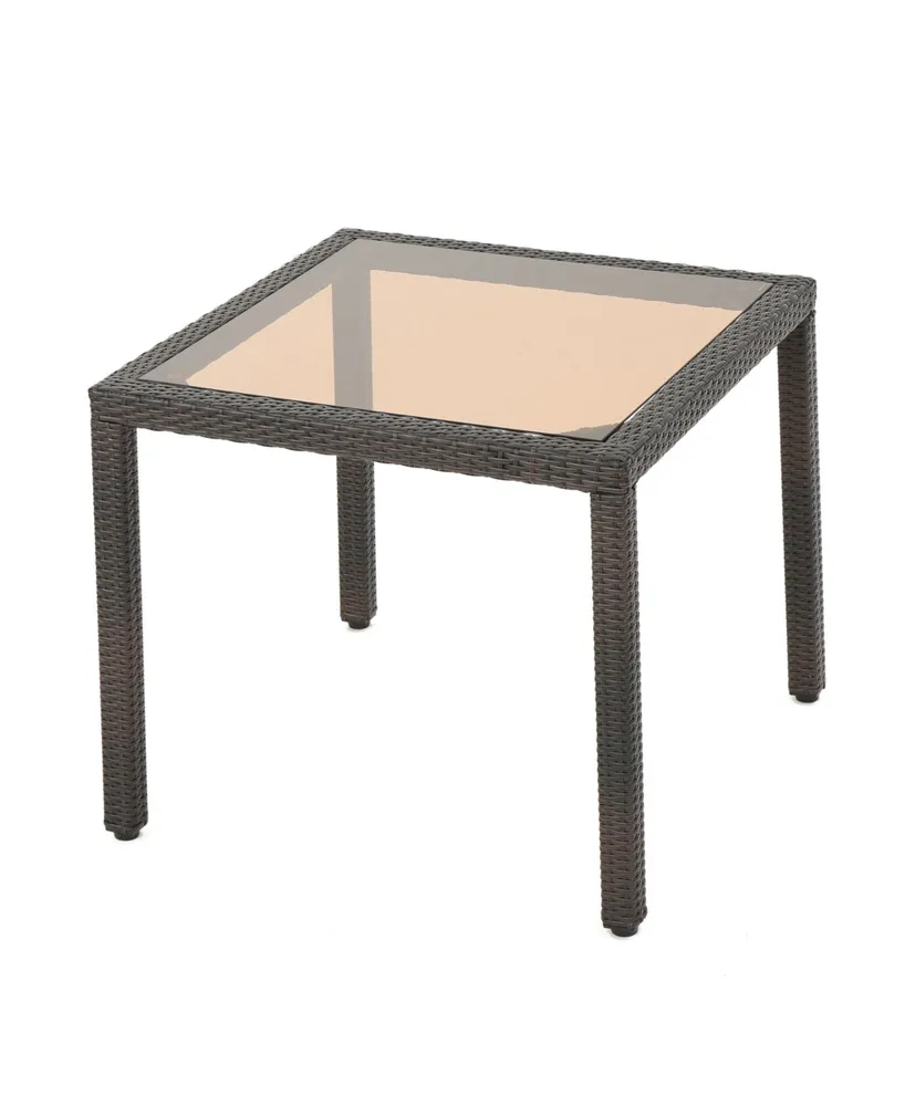 Noble House San Pico Outdoor Square Dining Table with Glass Top