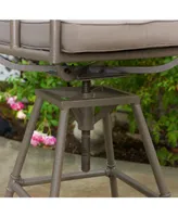 Noble House Hatteras Outdoor Adjustable Height Swivel Barstool