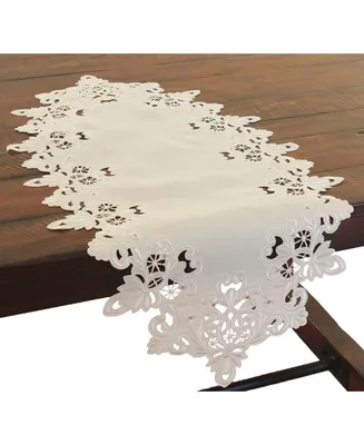 Xia Home Fashions Victorian Lace Embroidered Cutwork Spring Table Runner