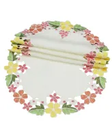 Xia Home Fashions Fancy Flowers Round Doily - Set of 4