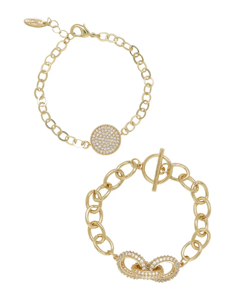 Ettika Mixed Crystal Disc Link Chain Women's Bracelet Set