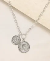 Ettika The Adventurer Double Rhodium Coin Women's Necklace