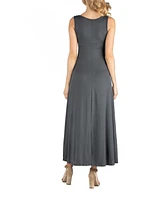 24seven Comfort Apparel Slim fit A Line Sleeveless Maternity Maxi Dress