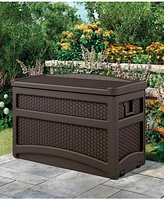 Suncast DBW7500 73 Gallon Outdoor Patio Storage Chest with Handles & Seat, Java