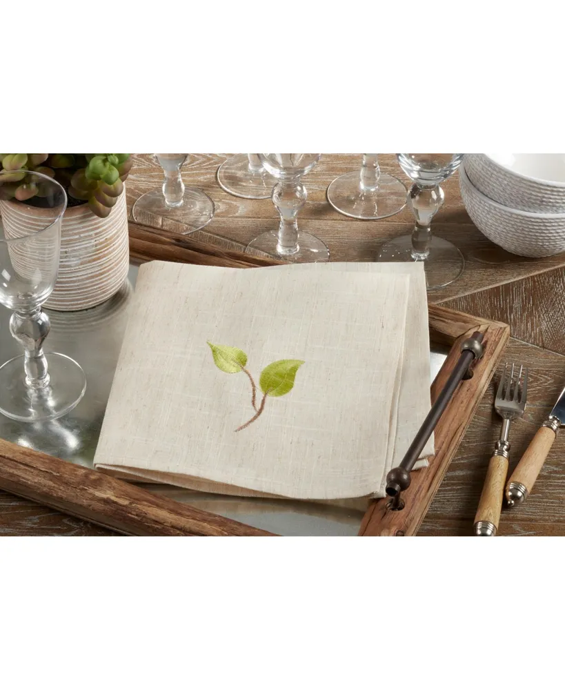 Saro Lifestyle Embroidered Vine Napkin Set of 4