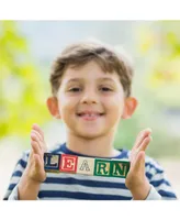 Hey Play Abc And 123 Wooden Blocks - Alphabet Letters And Numbers Learning Block Set