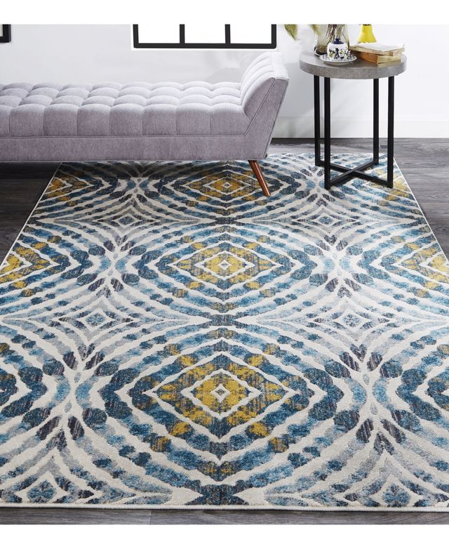 Feizy Keats R3469 Teal 2'7" x 8' Runner Rug