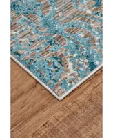 Feizy Keats R3475 Aqua 2'7" x 8' Runner Rug