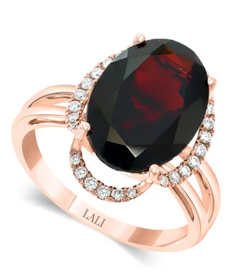 Lali Jewels Garnet (7-5/8 ct. t.w.) & Diamond (1/6 ct. t.w.) Statement Ring in 14k Rose Gold