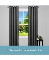 Kenney Noah 1" Premium Decorative Window Curtain Rod 36-66" Pewter